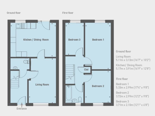 Floor plan 3 bedroom house - artist's impression subject to change